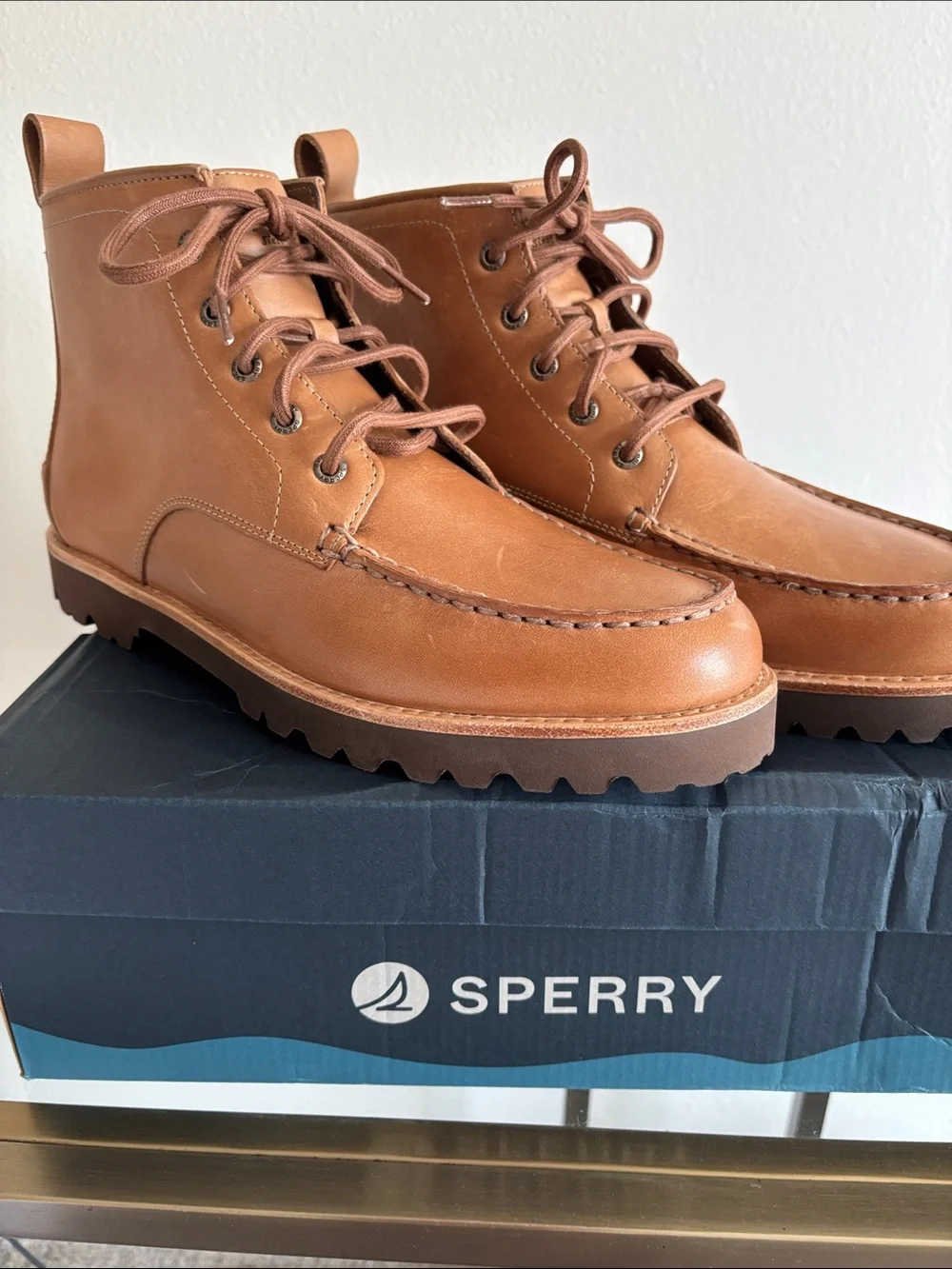 NIB Sperry Leather Newton Heritage Chukka Boots Brown Tan men’s Size 10.5